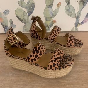 Cheetah Platform Sandals- Size 7